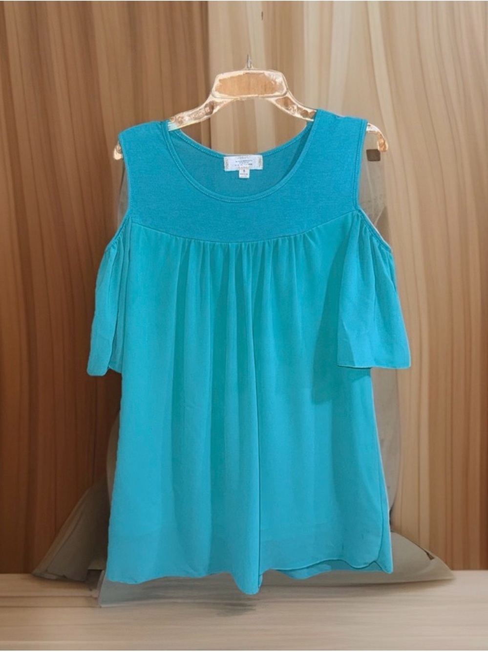 NwoT Cold-Shoulder Teal Tunic Top by Shannon Ford - S - EC